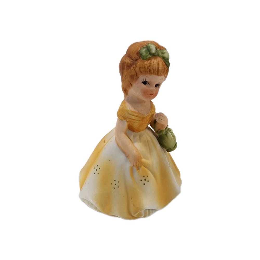 Vtg Girl With A Beautiful Dress And Green Purse Hand Painted Figurine - Picture 2 of 7